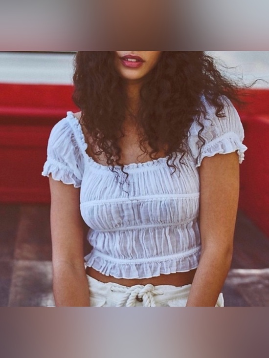 Fp One Tops - Free People One Cheri Smocked Cotton Crop Feminine Cottagecore Top Medium